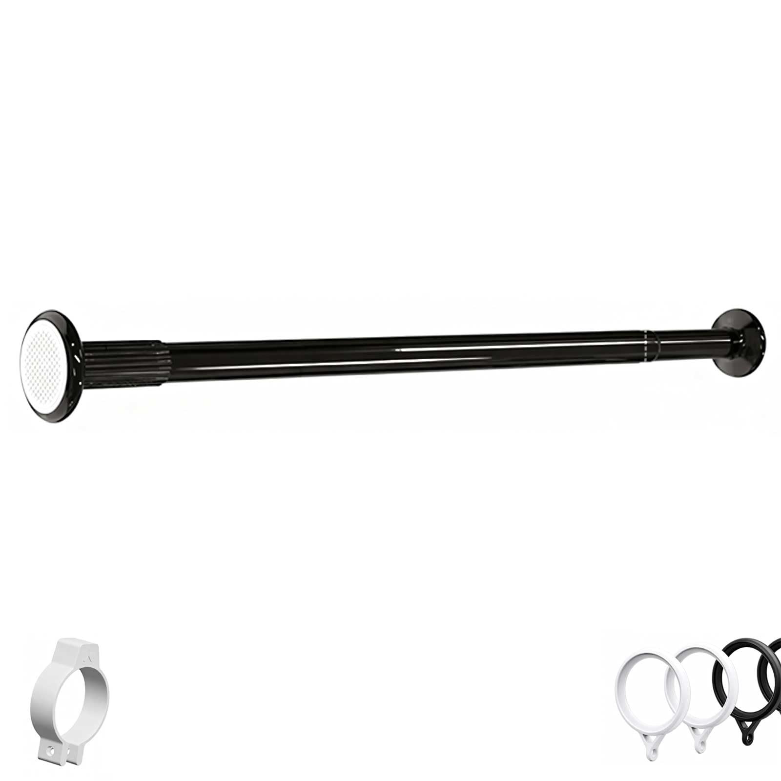 Adjustable Heavy Duty Tension Curtain Rod, 25.5-165 in, Spring Loaded Curtain Rod No Drilling for Home, Closet, Room Divider(Black,360-420cm/142-165in)