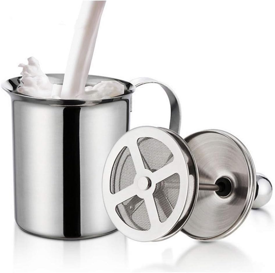 14 Oz Milk Frother Handheld Hot Chocolate Maker Milk Steamer Latte Machine Coffee Stirrers Drink Mixer Stainless Steel Milkshake Maker French Press Foam Maker Coffee Pot