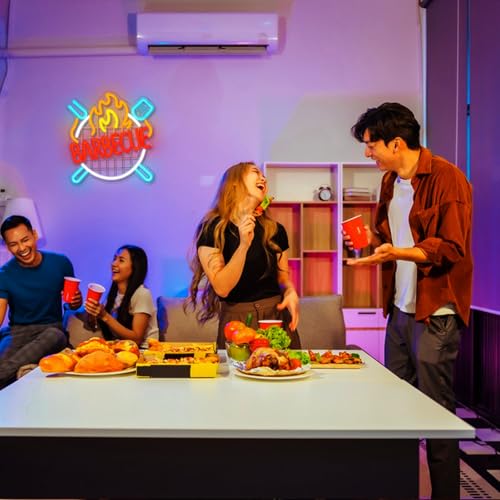 Image of BBQ Neon Sign for Wall Decor Dimmable Barbecue Neon Light for BBQ Shop Restaurant Home Barbecue Party USB Powered Light Up Grill Sign