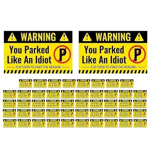 Tarjetas Tu As Mal estacionadas como un imbécil | Lote de 50 tarjetas de delito de estacionamiento, idea de regalo divertida para propietarios de coche y