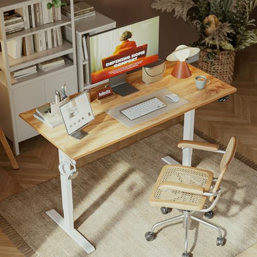 Image of Agilestic Electric Standing Desk, 63 x 24 Inches Height Adjustable Desk, Sit Stand up for Work Office Home, Ergonomic Rising Computer Table with Memory Preset, Light Rustic Brown