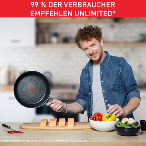Tefal Unlimited On Wokpfanne Induktion 28 cm, katzfeste Titanium 6X Antihaftversiegelung, Thermo-Signal bei idealer Brattemperatur, für alle Herdarten geeignet, G25919 6