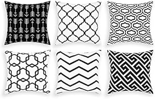 Alishomtll Cushion Covers set of 6, Pillow Cover Cushion Case, Soft Throw Pillowcase Geometric Sofa Home Decoration Pillow, Polyester 18 x 18 inch Black