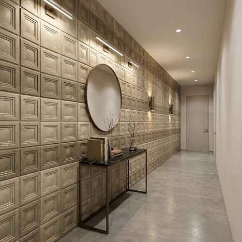 Image of Kayra Decor 3D Wall Panels | PVC Wall Tiles | Square Box Design | Gold Copper | Pack of 40 (107.6 Sq. Ft.)