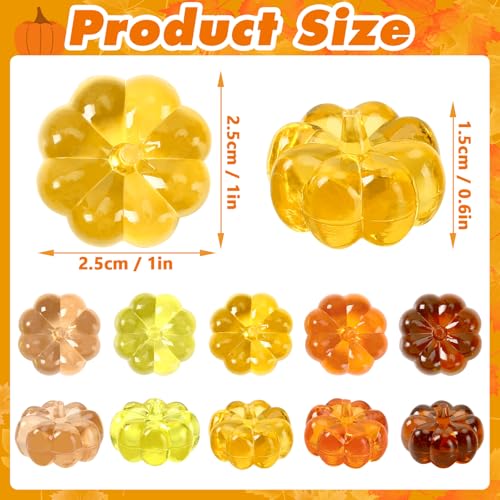 BOARDFEB 120Pcs Mini Pumpkins Ornaments Pumpkin Vase Filler Acrylic Pumpkin Crystals Gems Table Scatters for Fall Autumn Thanksgiving Halloween Decoration Party Favors Craft Supplies - Thumbnail 2