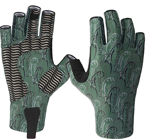 Protección solar UPF50+ con guantes de pesca sin dedos Fishaholic 5