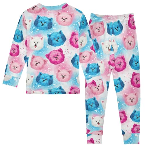 Pajama Sets Long Sleeve Cute Colorful Dog Faces Soft Comfy Sleepwear 2 Piece PJS 3-8T3