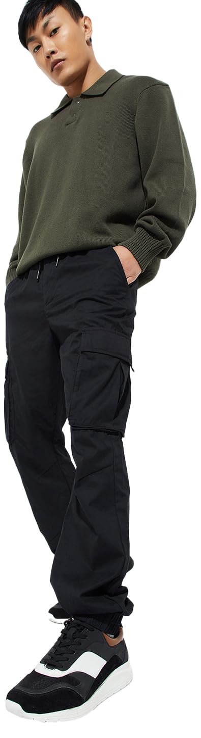 max Men's Relaxed Fit Low Rise URB_N Solid Cargo Joggers-picture-11