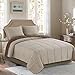 Homelike Moment Queen Comforter Set Brown, Comforters Queen Size Set Lightweight Reversible Down Alternative Bed Comforter Full Size Soft, All Season 3 Pieces Sets Brown/Beige
