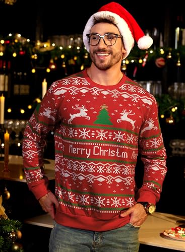 Arvilhill Mens Ugly Snowflake Xmas Sweatshirt Hilarious Adult Funny Sweater 3D Graphic Print Tacky Inappropriate Jumper M2