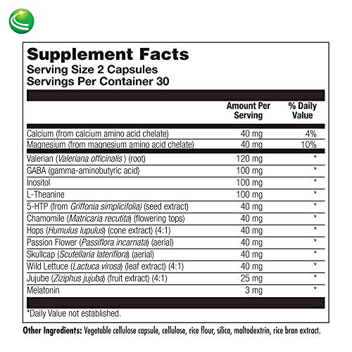 Nutra Biogenesis - Sleep Factors - Melatonin, Gaba And L-Theanine To Help Support Healthy Sleep And Rest - Non-Habit Forming, Gluten Free, Vegan, Non-Gmo - 60 Capsules #TOP4
