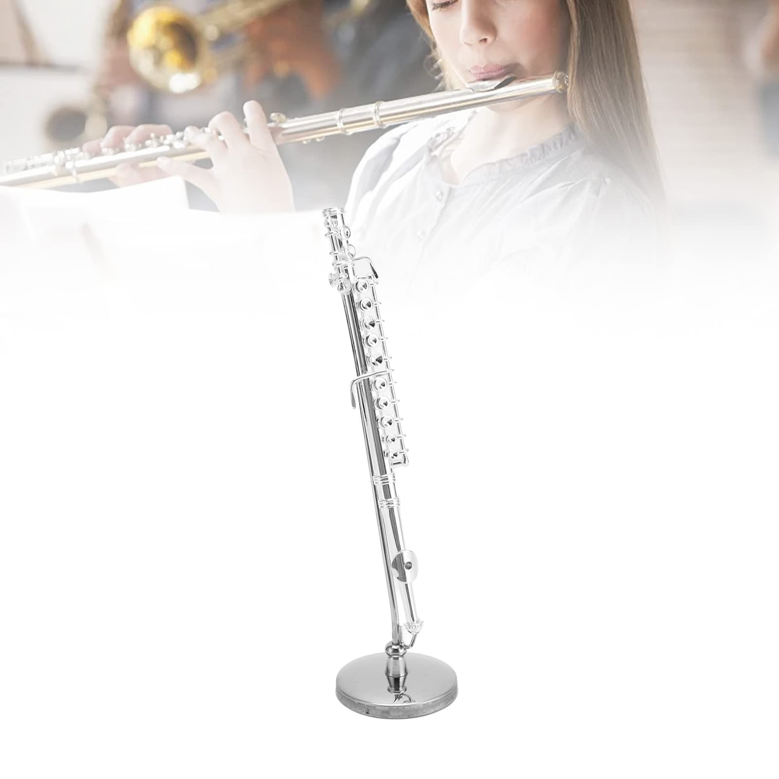 Flauta en Miniatura de Cobre ,Flauta en Miniatura Resistente a los Impactos ,Modelo de Flauta en Miniatura de Oro Estable y Resistente Al Desgaste ,con Soporte y Estuche