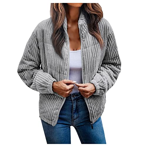 Women Casual Jacket Stand Collar Full-Zip Jacket Coat Long Sleeve Casual Shacket Coats Solid Color Outwear #TOP23