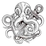 Dopetattoo Tattoo design 6 Sheets Temporary Tattoos Octopus Anchors Temporary tattoo Neck Arm Chest