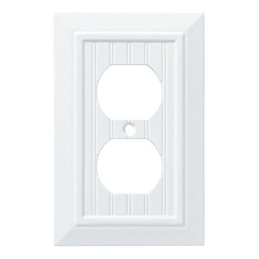 Franklin Brass Classic Beadboard (1-Pack) Outlet Covers Pure White 1-Gang Wall Plate Single Duplex Switch Plates Electrical Guard W35266-PW-C