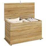 HOMCOM Coffre de Rangement Couvercle Rabattable 80x40x45 cm Bois Naturel...