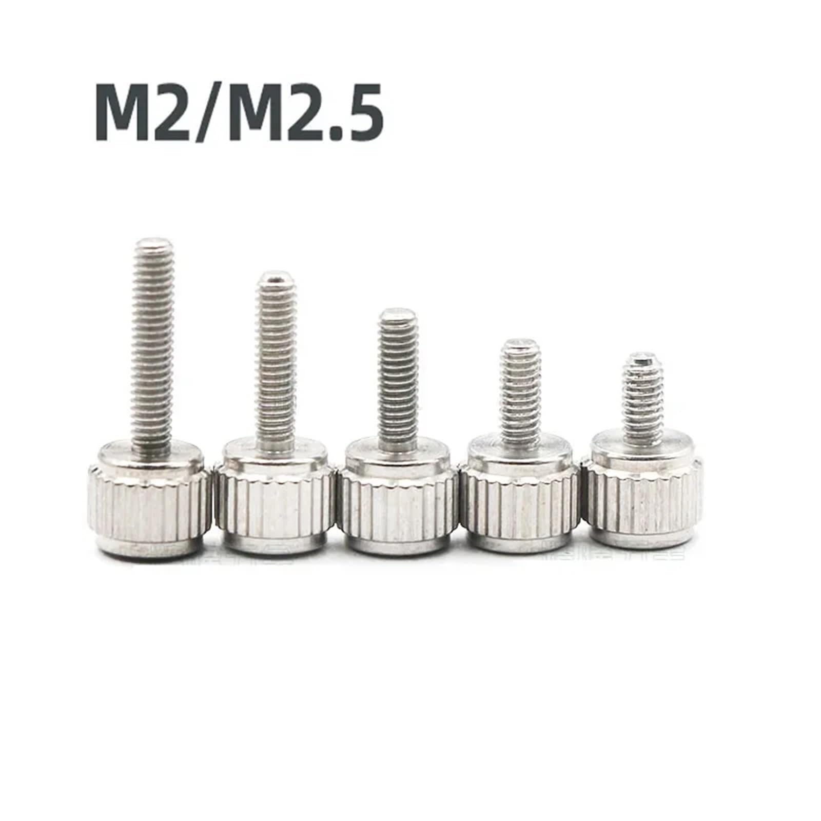 Viti a testa zigrinata Bulloni con manopola in acciaio inossidabile M2 .5 for calibri a corsoio, lunghezza 4-12 mm(M2.5 X 10mm,100 Pcs)