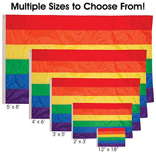 Drapeau rainbow 5x8 pieds à douille intégrée et grand format multicolore
