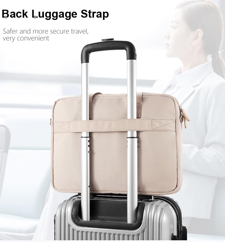 Laptop Bag For Women 15.6 Inch Slim Computer Briefcase Sleeve Case, Shockproof Cushion & Back Luggage Strap