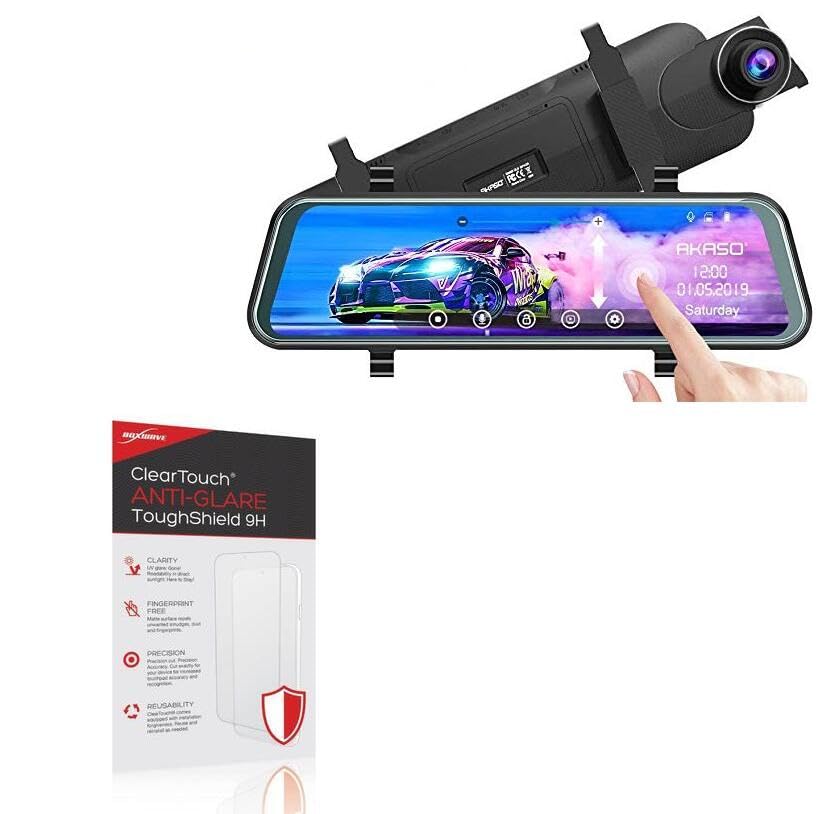 BoxWave Screen Protector Compatible With AKASO DL9 Mirror Dash Cam - ClearTouch Anti-Glare ToughShield 9H (2-Pack), Anti-Glare 9H Tough Flexible Film Screen Protector