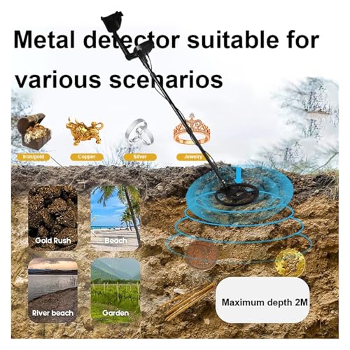 Detector de metales de mano, puntero impermeable de alta sensibilidad para la búsqueda de tesoros, kit completo con auriculares y excavadora para adultos y niños