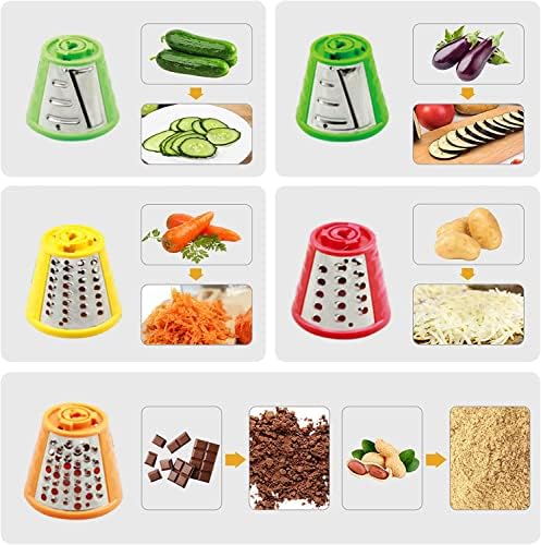 EA ARENA Electric Grater, Electric Cheese Grater, Salad Maker Multi Grater with 5 Cones, 150W Electric Slicer for Fruit and Vegtables, Easy to Clean,Stainless Steel (Black) (EA-EFS001)