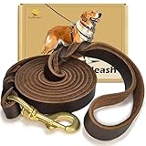 WERCHNPET Leather Dog Leash 6ft x 3/4 inch, Heavy Duty, Soft and Strong for Large, Medium, Small Dogs - Premium Leather Leash for Dogs