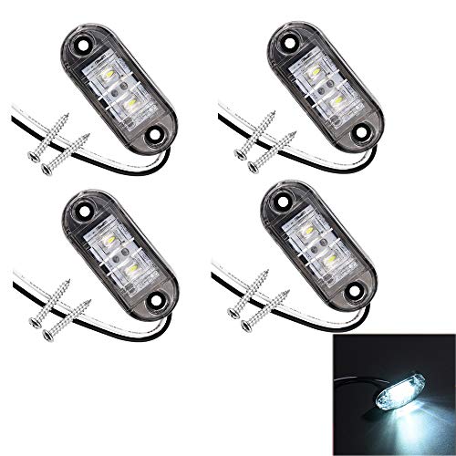 PolarLander 4pcs 24v 12v Ambre LED Feu de Position latéral Feu de gabarit Feu de gabarit Lumière pour Camion Remorque Blanc