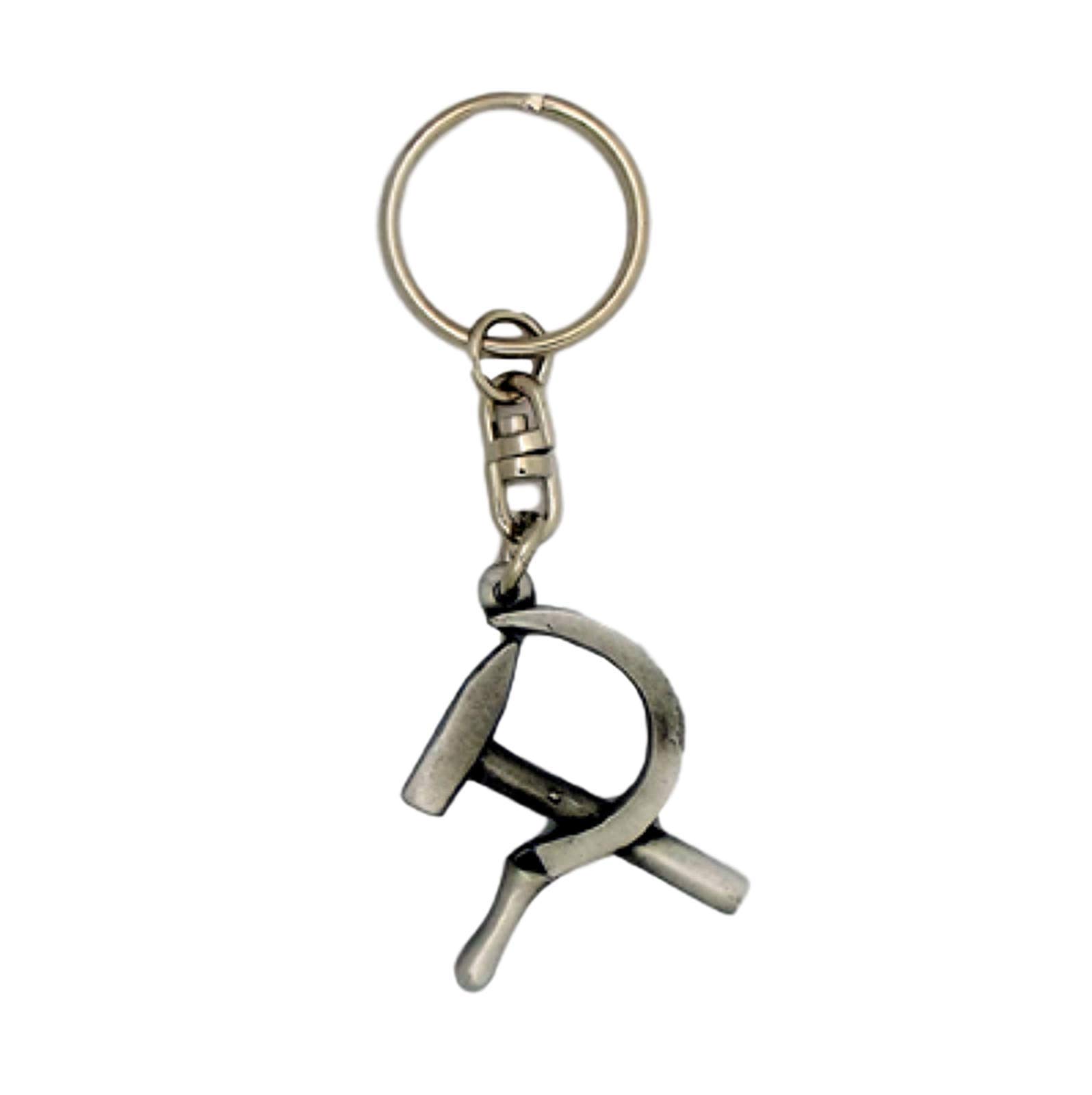 Emblems-Gifts Hammer And Sickle Handcrafted In Solid English Pewter Key ring Hin-KR1533 + 59mm Button Badge