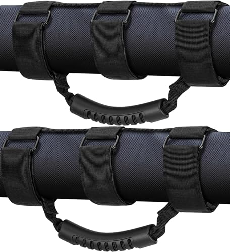 TenutaRealX Jeep Wrangler Off-Road Handles for Roll Bar, 1680D Oxford Cloth Grab Handle with Heavy Duty Velcro Straps, Ergonomic and Comfortable, Quick Release Anti-Theft Design