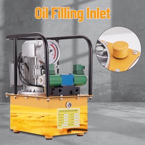 Image of 10000 PSI 750W 110V, 488 in /8 L Capacity, Dual Circuit Solenoid Valve, Electric Driven Hydraulic Pump Power Pack Unit with Pedal Switch for Punching /Bending /Jack Machine, Orange
