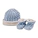 Natures Purest - Set di cappelli e stivaletti in maglia con filo di pelliccia, colore: Blu