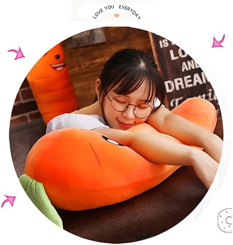 Miniatura 5 de Juguete de peluche de zanahoria de 27.5 pulgadas, almohada suave de zanahoria para abrazar, juguete de muñeca de peluche de expresión linda,