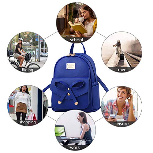 Image of I IHAYNER Girls Bowknot Cute Leather Backpack Mini Backpack Purse for Women