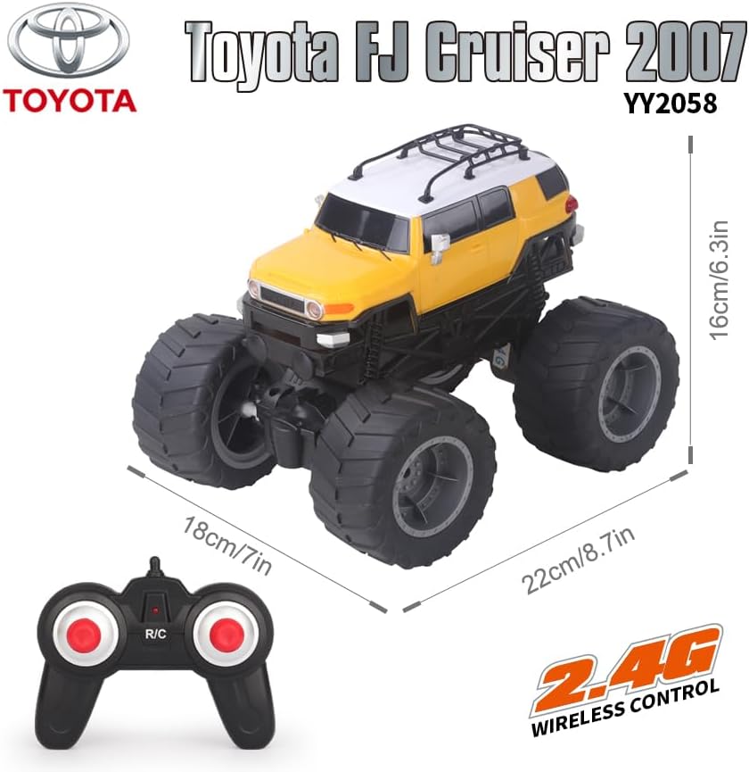 Miniatura 2 de Vinie Jeep a control remoto para niños, autos RC Toyota FJ Cruiser 2007, escala 124, juguetes para niños con licencia oficial, 2.4Ghz inalámbrico,