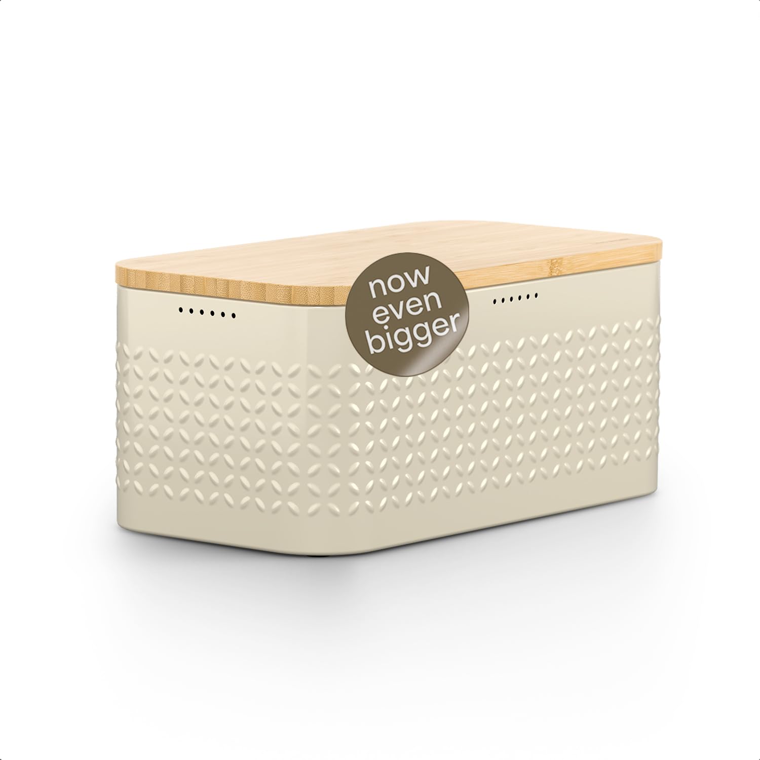 LARS NYSØM Boîte à Pain I Boite a Pain pour Une fraîcheur Durable avec patins antidérapants I Couvercle en Bambou utilisable comme Planche à découper | 34,5x18,5x15,8cm (Almond Beige)