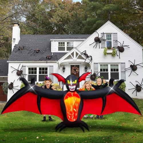 Kalolary 11 FT Halloween Aufblasbare Dekoration Hängende Fledermaus, Halloween Dekorationen Aufblasbare Gartendekoration mit eingebautem… – Ansicht 7