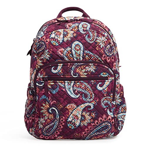 Vera Bradley Mochila Campus Bolsa para Libros, Paisley Jamboree-Algodón Reciclado, Talla única para Mujer