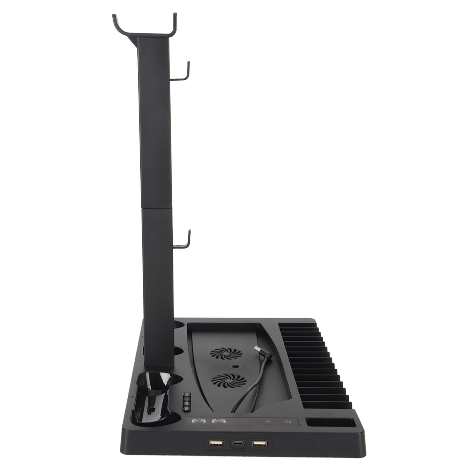 Soporte de Enfriamiento Multifuncional para con 2 Cargadores de Controlador y 15 Ranuras para Discos de Juego para Entusiastas de los Juegos Negro 1 Unidad