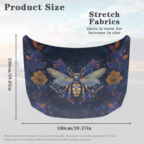 Image of Car Hood Cover,Bee Print Portable Car Hood Cover Protector Suitable Most Automotive Sedans Trucks Pickup Sports Cars for Outdoor