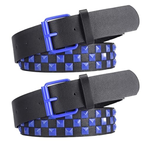 Women's 2 Pack Belt Fashion Punk Rock Goth Studded Buckle Faux Leather Pyramid Stud Casual Spring Vintage