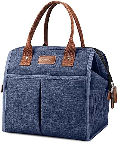 Lunch Bag for Women & Men, Large Insulated Lunch Box Cooler Tote Bags, Adult Reusable Lunch Boxes for Work, Travel and Picnic (Blue)