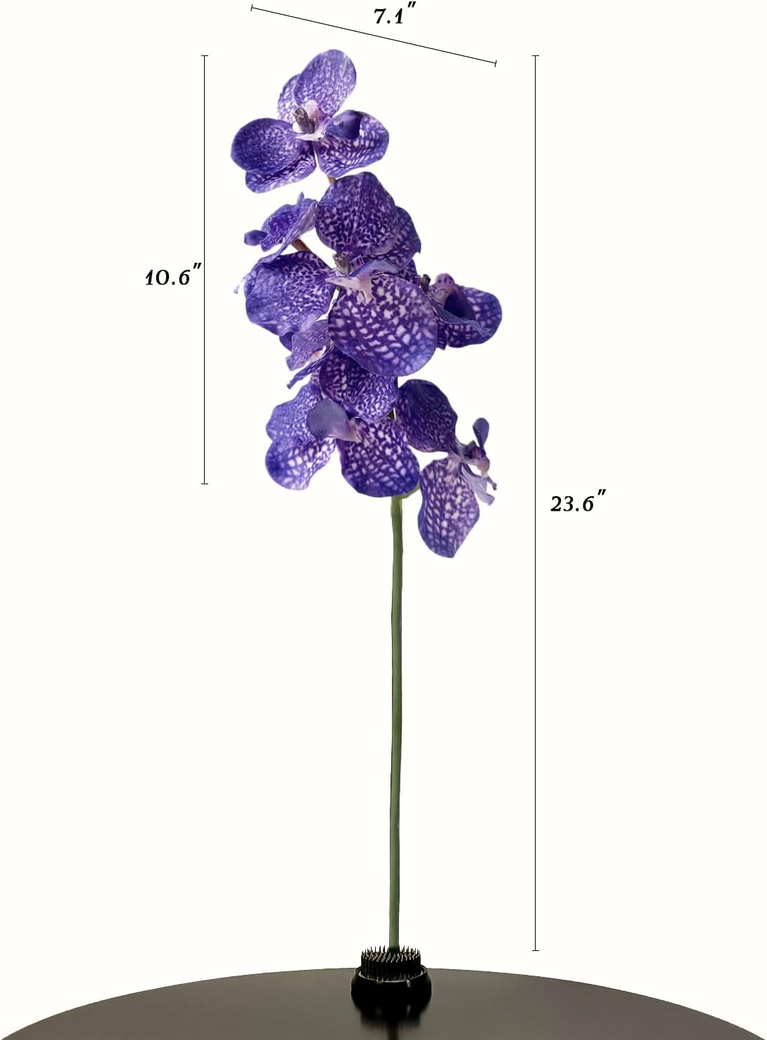 Purple Faux Vanda Orchid, Real Touch Artificial Flowers, 23.6" Faux Orchid Flowers Purple 7 Blooms for Home & Office Decor (3PCS,Deep Purple)