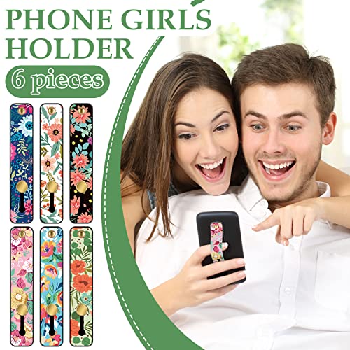 Image of Weewooday 6 Pieces Phone Grip Holder Cell Phone Grip Strap Telescopic Finger Strap Stand Universal Finger Kickstand for Most Smartphones(Vintage Color,Floral)