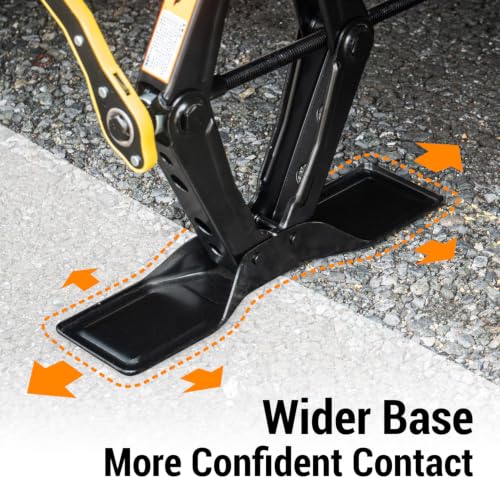 Image of Scissor Jack 1.8 Ton Kit for Tesla Model 3 Y | Detachable extension column. Extra wide base. 2 rubber pads for Tesla + universal. Ratchet wrench. Storage bag included.