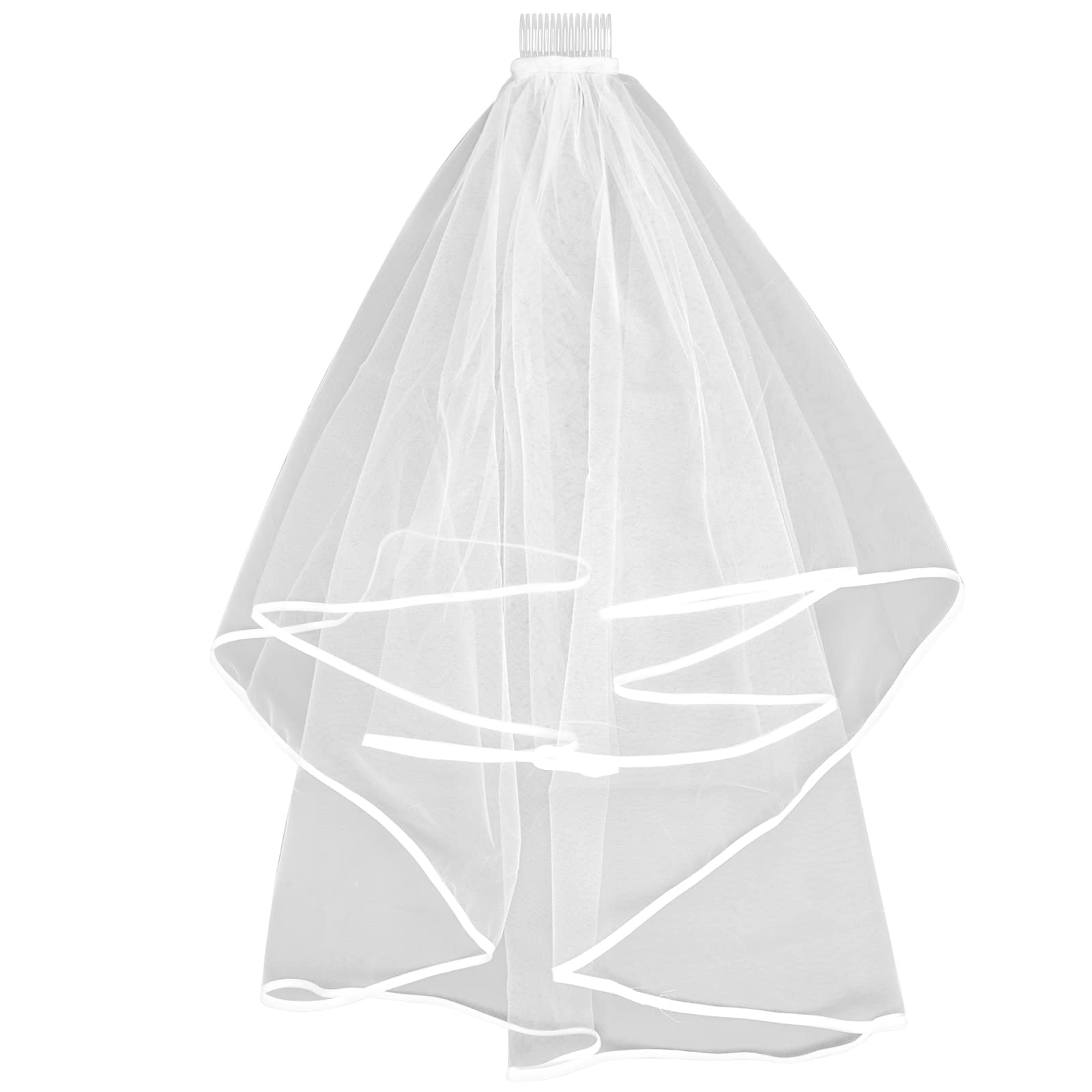 Velo Da Sposa Elegante Con Pettine - Doppio Strato Tulle Per Matrimonio, Foto E Feste - Foto 6