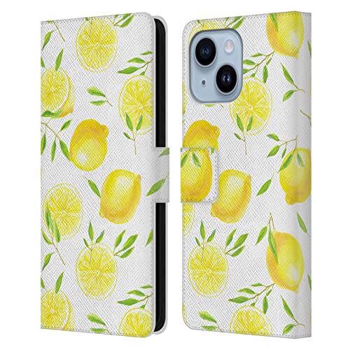 Cadeau original iPhone 14 Plus étui portefeuille fruits jaunes