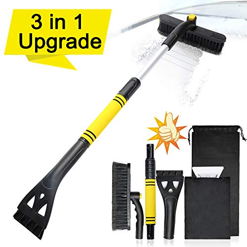 BOKA Car Snow Brush, 35" Extendable Snow Brush and Ice Scraper Detachable Snow