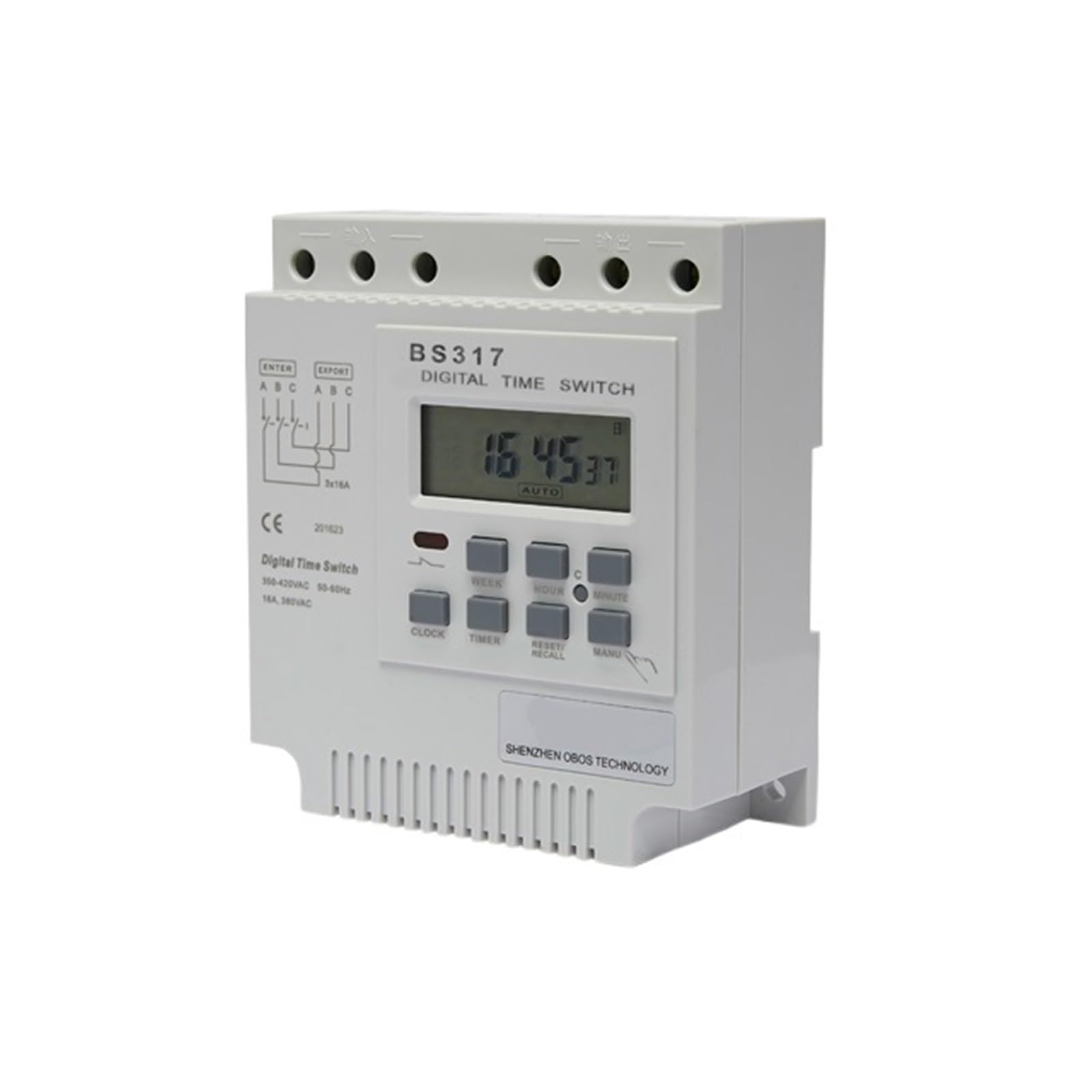 RWRAPS microcomputer Interruttore Timer Timer DIN con Interruttore programmabile trifase 415VAC 25A con 16 Volte di accensione/spegnimento al Giorno, intervallo di impostazione dell'ora 1min-168H