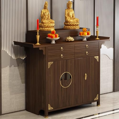 YVYKFZD 木製 仏壇 神社祭壇テーブル 供養台 個人用仏壇ニッチ ミニ仏壇 小型仏壇 中国製キャビネット瞑想 仏壇キャビネット 仏壇台 収納と引き出し付き 礼拝用祈り用ホーム供物 小さな仏壇(168cm/66.1")